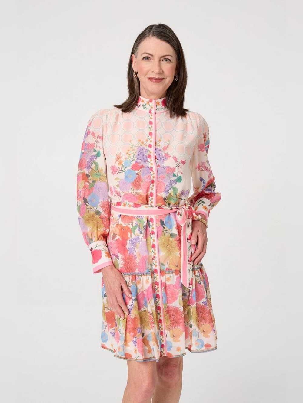 Dalia Macphee Floral Printed Dress size large new with tags